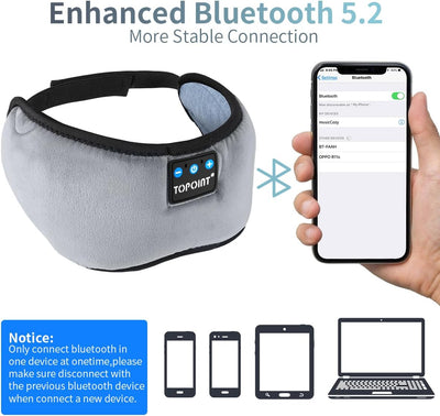 Bluetooth Sleep Eye Mask Wireless Headphones, Sleeping Eye Cover Travel Music Headsets with Microphone Handsfree