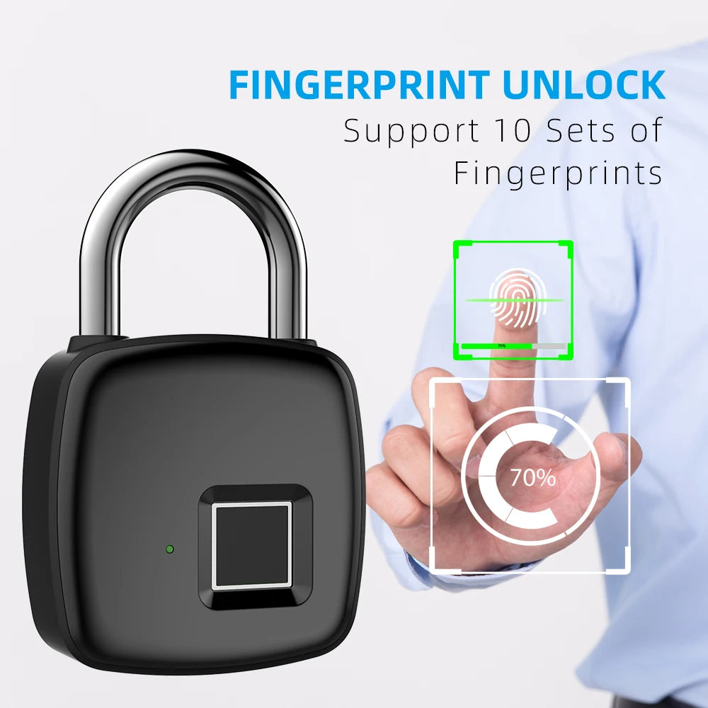 Fingerprint Lock Home Luggage Dormitory Locker Warehouse Door Security Electronic Padlock for Garage Doors