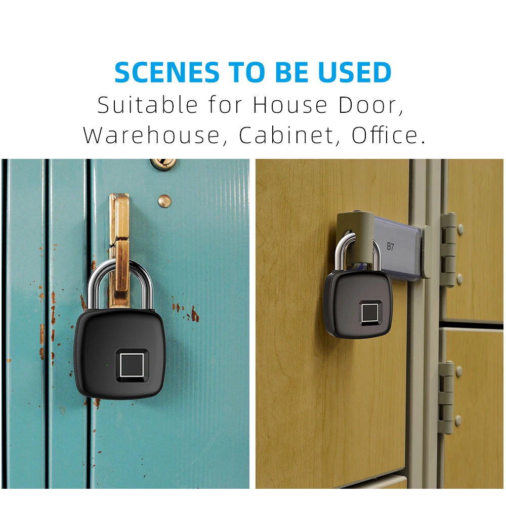 Fingerprint Lock Home Luggage Dormitory Locker Warehouse Door Security Electronic Padlock for Garage Doors