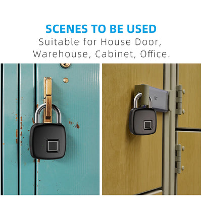 Fingerprint Lock Home Luggage Dormitory Locker Warehouse Door Security Electronic Padlock for Garage Doors