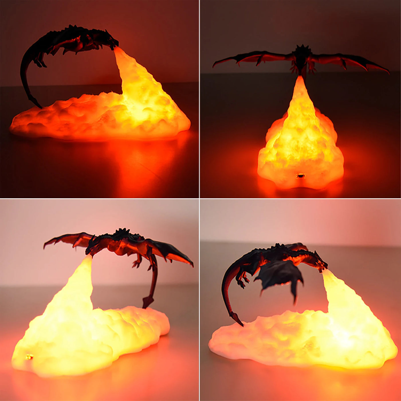 3D Printed Fire Dragon Night Light,Usb Rechargeable LED Lights,Table Lamp for Home