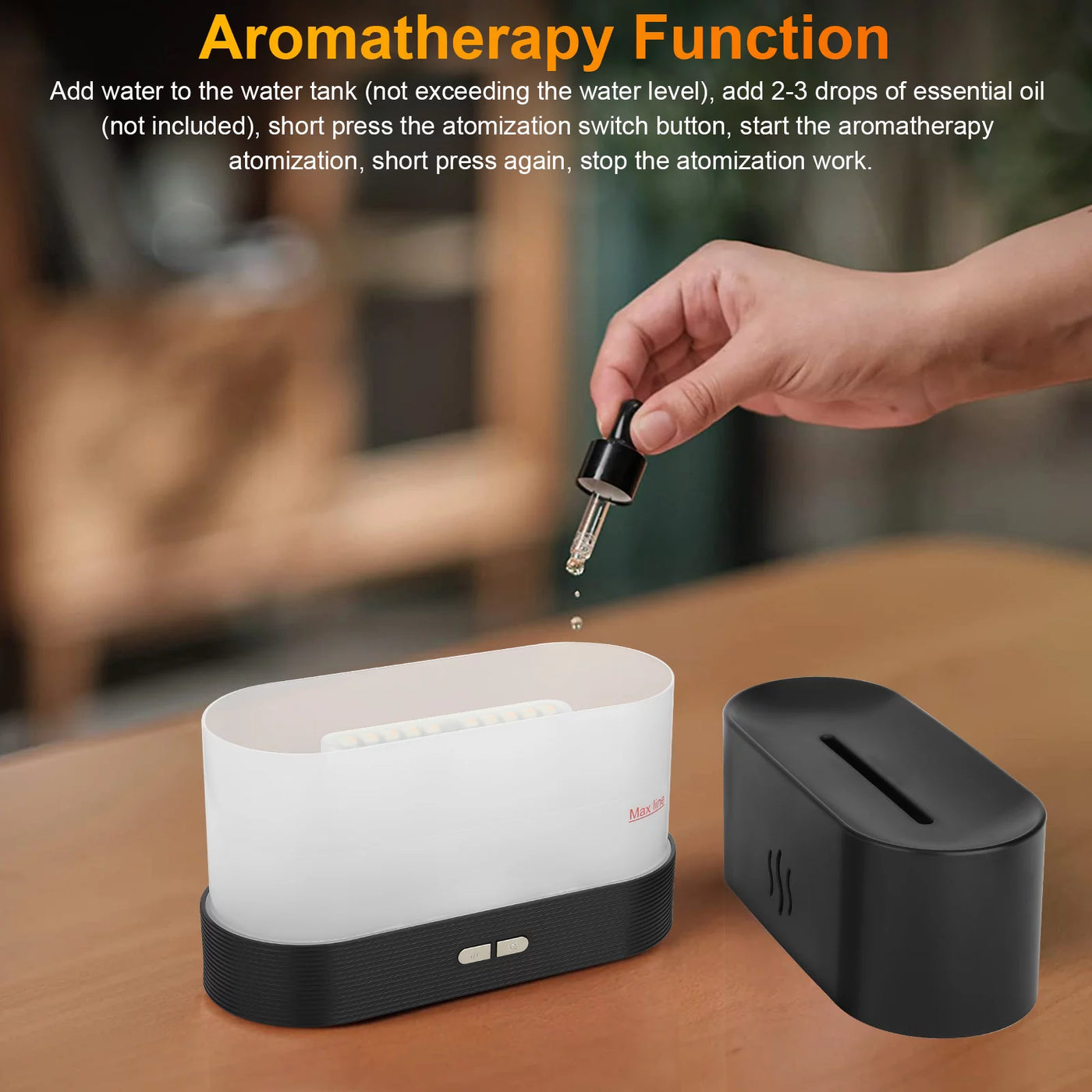 Flame Air Humidifier Essential Oil Diffuser,  3D USB 7 Color Light Aroma Diffuser for Home